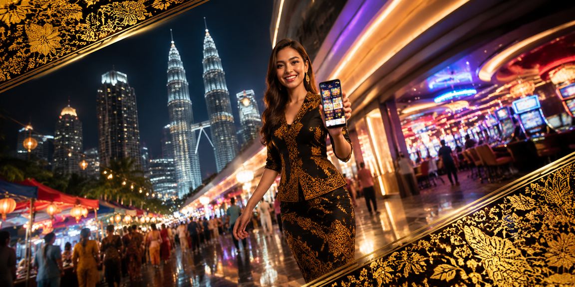 Skrin aplikasi kasino moden di Kuala Lumpur dengan tema batik